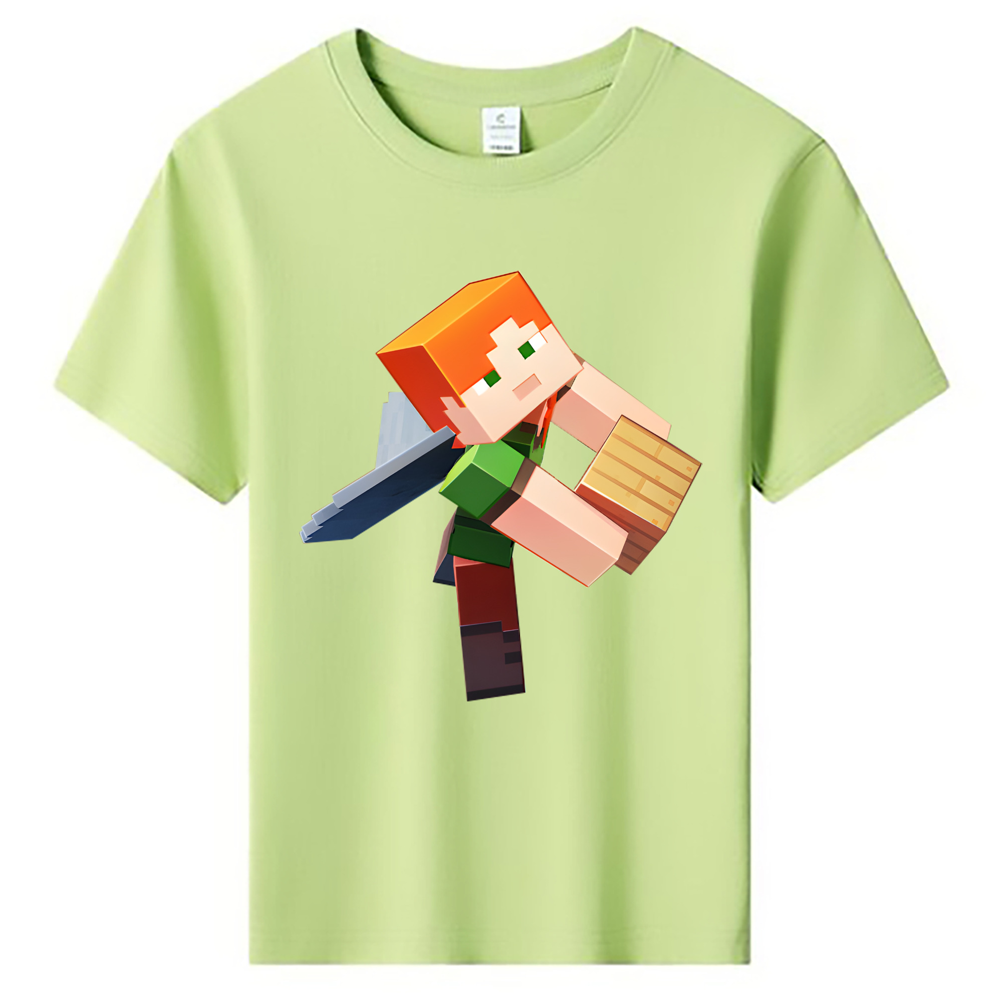 （画像用） マインクラフト ブロックの世界 Minecraft MC Block world 綿100％キッズTシャツ（フロントプリント）